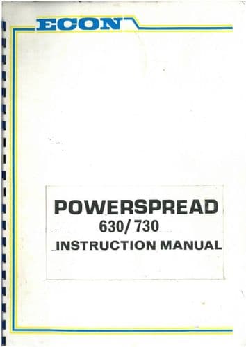 Econ Powerspreader Manure Spreader 630 & 730 Operators Manual and Parts List