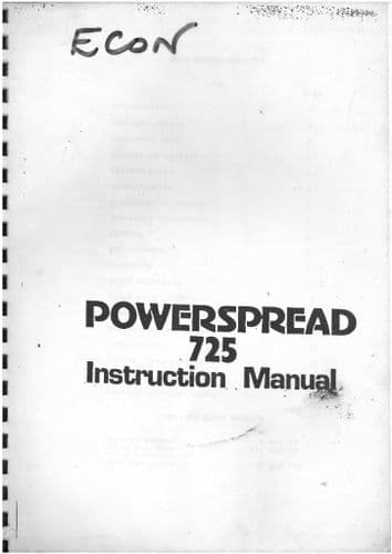 Econ Powerspreader Manure Spreader 725 Operators Manual and Parts List