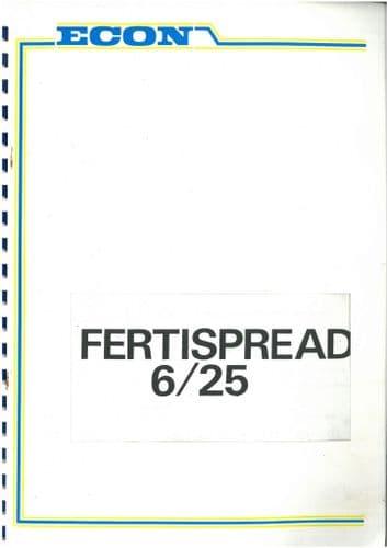 Econ Taskers Fertispread Manure Spreader 6/25 Operators Manual and Parts List