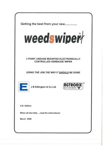Edlington Weedswiper  Operators Manual