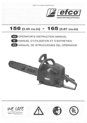 EFCO Chainsaw 156 & 165 Operators Manual