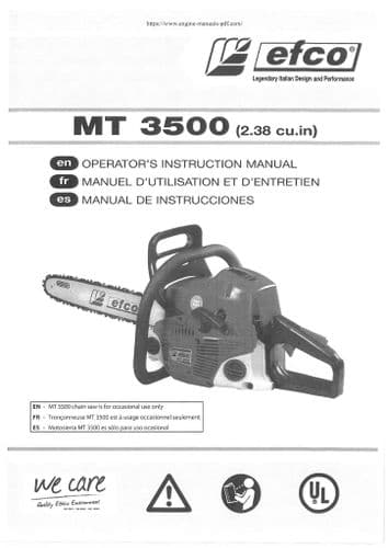 EFCO Chainsaw MT3500 Operators Manual