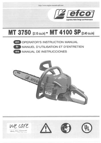 EFCO Chainsaw MT3750 & MT4100SP Operators Manuall