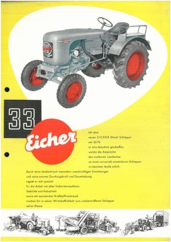 Eicher Tractor Model 33 Brochure - In German