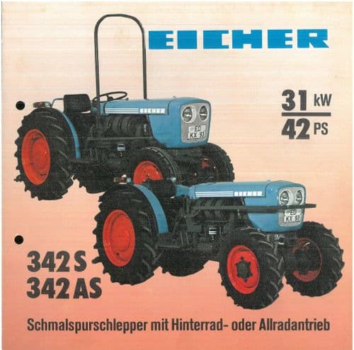 Eicher Tractor Model 342S & 342AS Brochure - In German