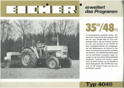 Eicher Tractor Model 4048 Brochure - In German