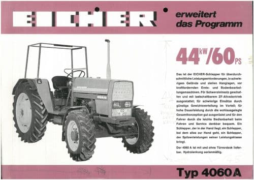 Eicher Tractor Model 4060 Brochure - In German
