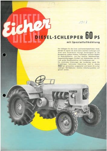 Eicher Tractor Model Diesel-Schlepper 60PS Brochure - In German