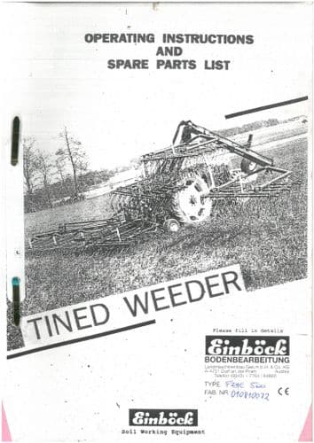 Einbock Grass Manager Tined Weeder Operators Manual