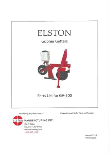 Elston Gopher Getter GA300 Parts Manual