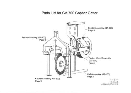 Elston Gopher Getter GA700 Parts Manual