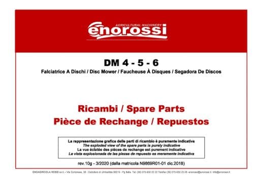 Enorossi Disc Mower DM4 DM5 DM6 Parts Manual
