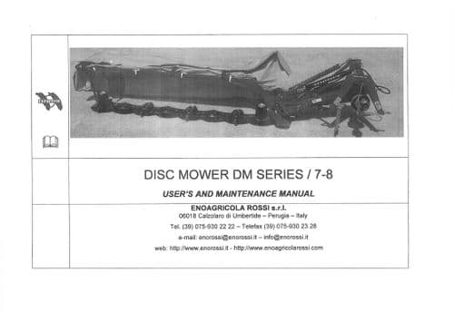 Enorossi Disc Mower DM7 DM8 Operators Manual