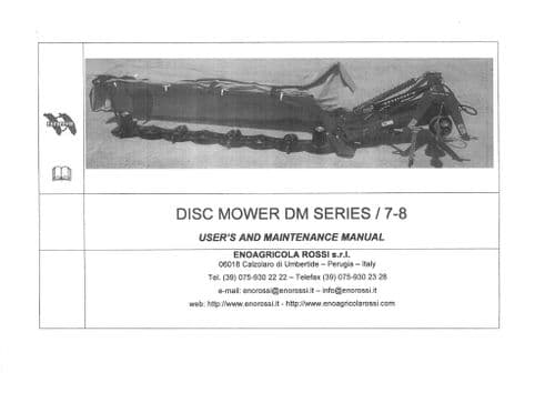 Enorossi Disc Mower DM7 DM8 Operators Manual