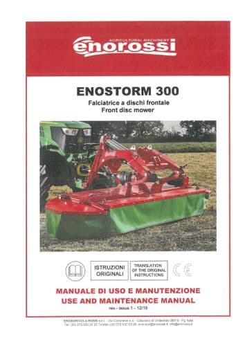 Enorossi Front Disc Mower Enostorm 300 Operators Manual