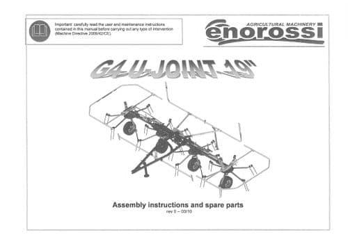 Enorossi Hay Tedder G4 U-Joint 19 Inch Parts Manual