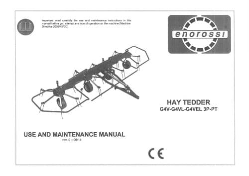 Enorossi Hay Tedder G4V G4VL G4VEL 3P PT Operators Manual