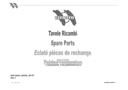 Enorossi Hay Tedder G4V G4VL G4VEL 3P PT Parts Manual