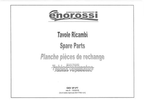 Enorossi Hay Tedder G6V 3p-PT Parts Manual