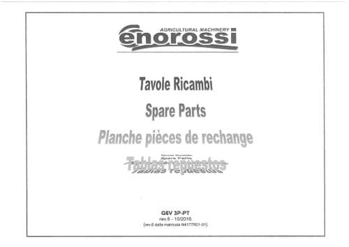 Enorossi Hay Tedder G6V 3p-PT Parts Manual