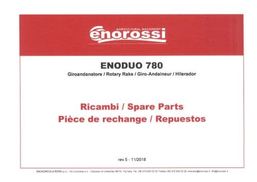 Enorossi Rotary Rake ENODUO 780 Parts Manual