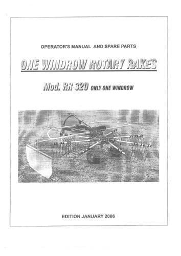 Enorossi Rotary Rake RR320 Operators Manual and Spare Parts List