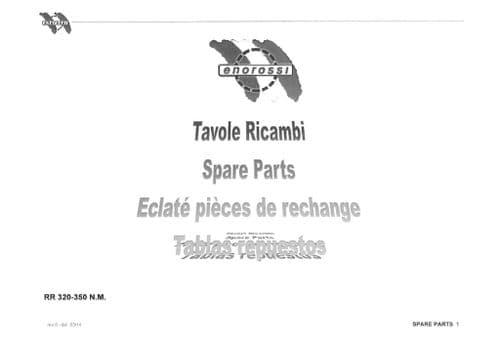Enorossi Rotary Rake RR320 RR350 Parts Manual