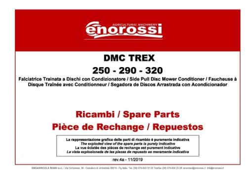 Enorossi Side Pull Disc Mower DMC TREX 250 290 320 Parts Manual