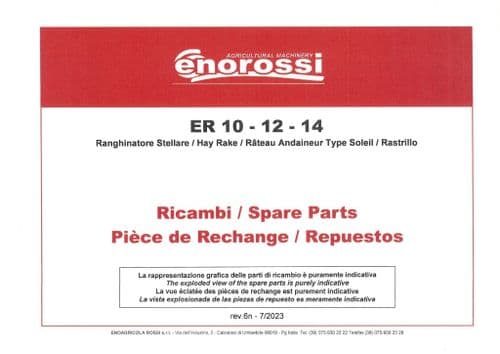 Enorossi Wheel Rake Easy Rake Tedder ER10 ER12 ER14 Parts Manual
