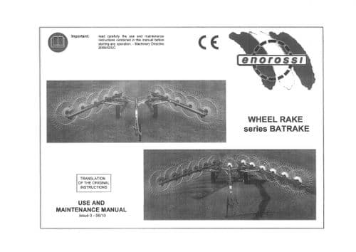Enorossi  Wheel Rake Tedder Bat Rake Operators Manual