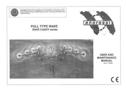 Enorossi Wheel Rake Tedder Caddy Series Pull Type Operators Manual