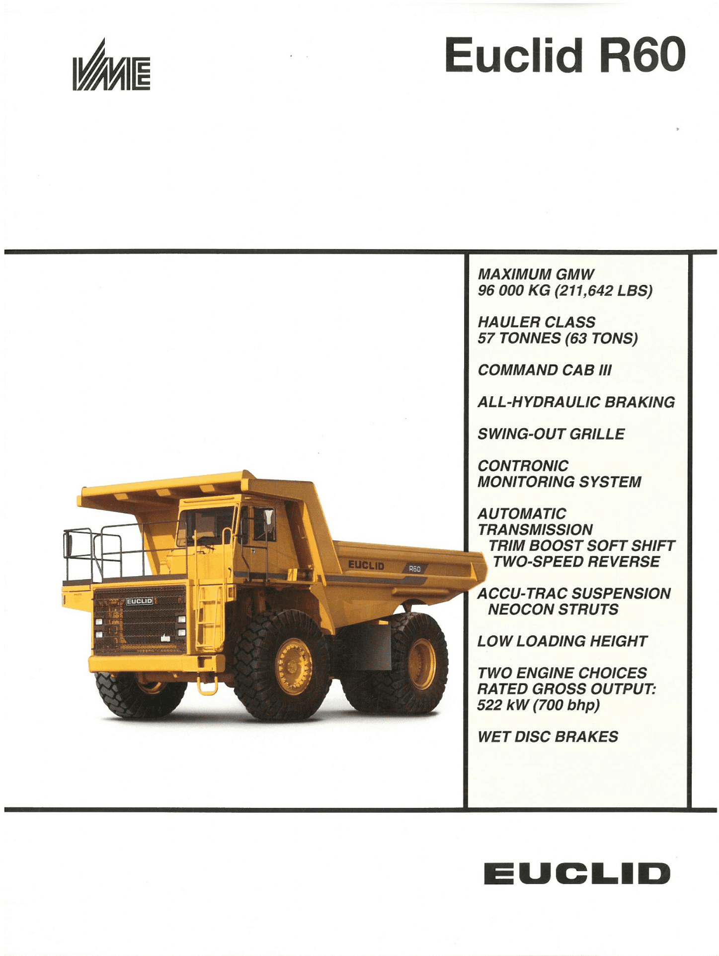 Euclid Dump Truck R60 Brochure