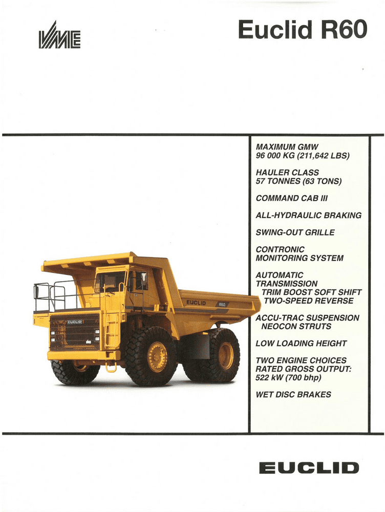 Euclid Dump Truck R60 Brochure