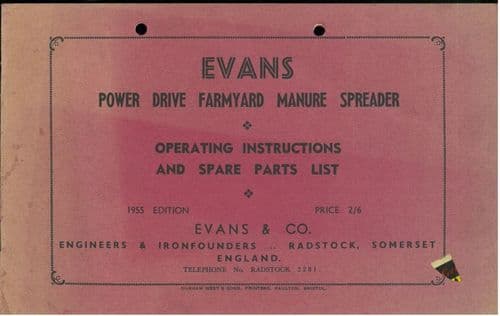 Evans Power Drive Farmyard Manure Spreader Operator & Parts Manual
