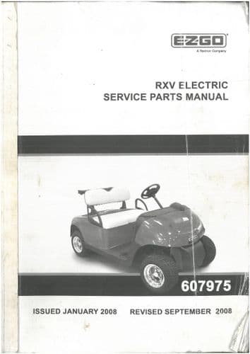 Ezgo Electric Powered Golf Car RXV Freedom & Shuffle Parts Manual