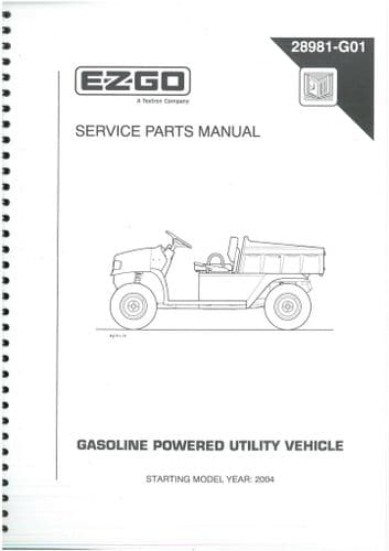 Ezgo Gasoline Powered Utility Vehicle Parts Manual