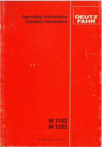 Fahr Combine M1102 M1202 Operators Manual
