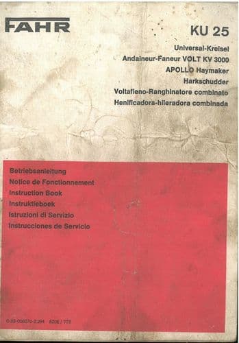 Fahr Tedder Apollo Haymaker KU25 Operators Manual