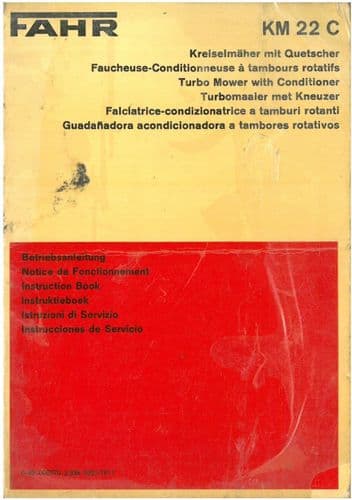 Fahr Turbo Mower with Conditioner KM22C Operators Manual - KM22 C