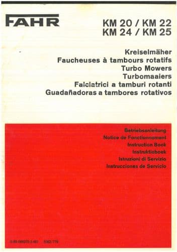 Fahr Turbo Mowers KM20  KM22 KM24 KM25 Operators Manual