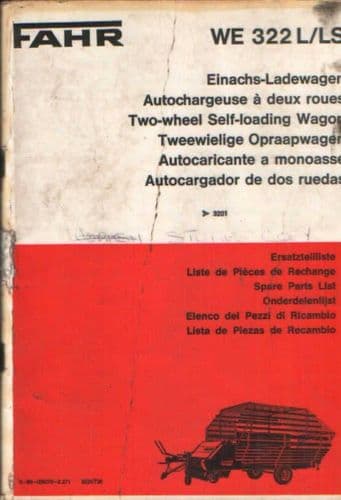 Fahr Two Wheel Self Loading Wagon WE 322 L/LS Parts Manual
