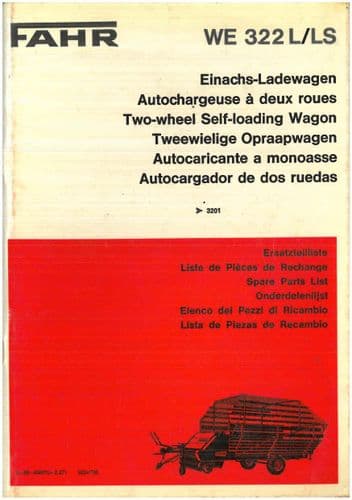 Fahr Two Wheel Self Loading Wagon WE322L WE322LS Parts Manual - ORIGINAL