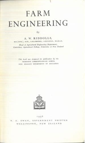 Farm Engineering Book by A W Riddolls