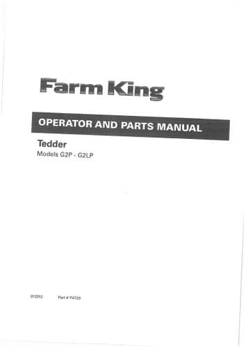 Farm King Tedder G2P & G2LP Operators and Parts Manual