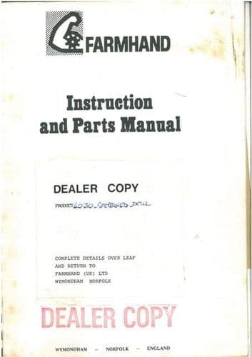 Farmhand 4 Metre Combined Drill - Model 4030 Operators Manual and Parts List