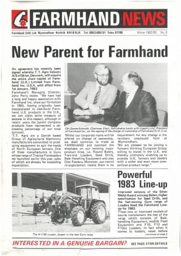 Farmhand Loader, Baler, Drill Factory News - Brochure Winter 1982/83