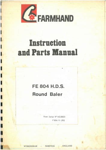 Farmhand Round Baler FE804 H.D.S Operators Manual