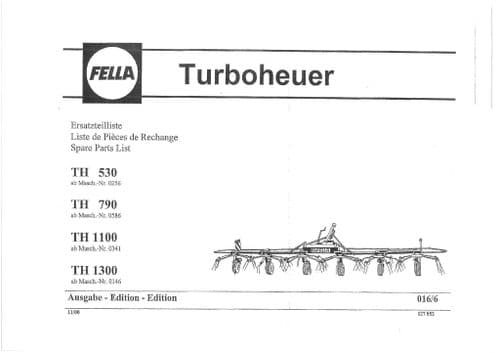 Fella Rake  TH530 TH790 TH1100 TH1300 Parts Manual - TH 530 790 1100 1300