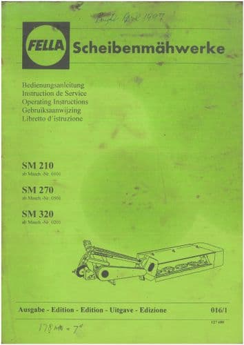 Fella Rotary Disc Mower SM210 SM270 SM320 Operators Manual