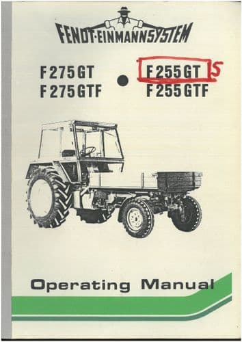 Fendt Implement Carrier F255GT F255GTF F275GT F275GTF Operators Manual